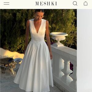 Meshki White Cotton Sleeveless Midi Dress